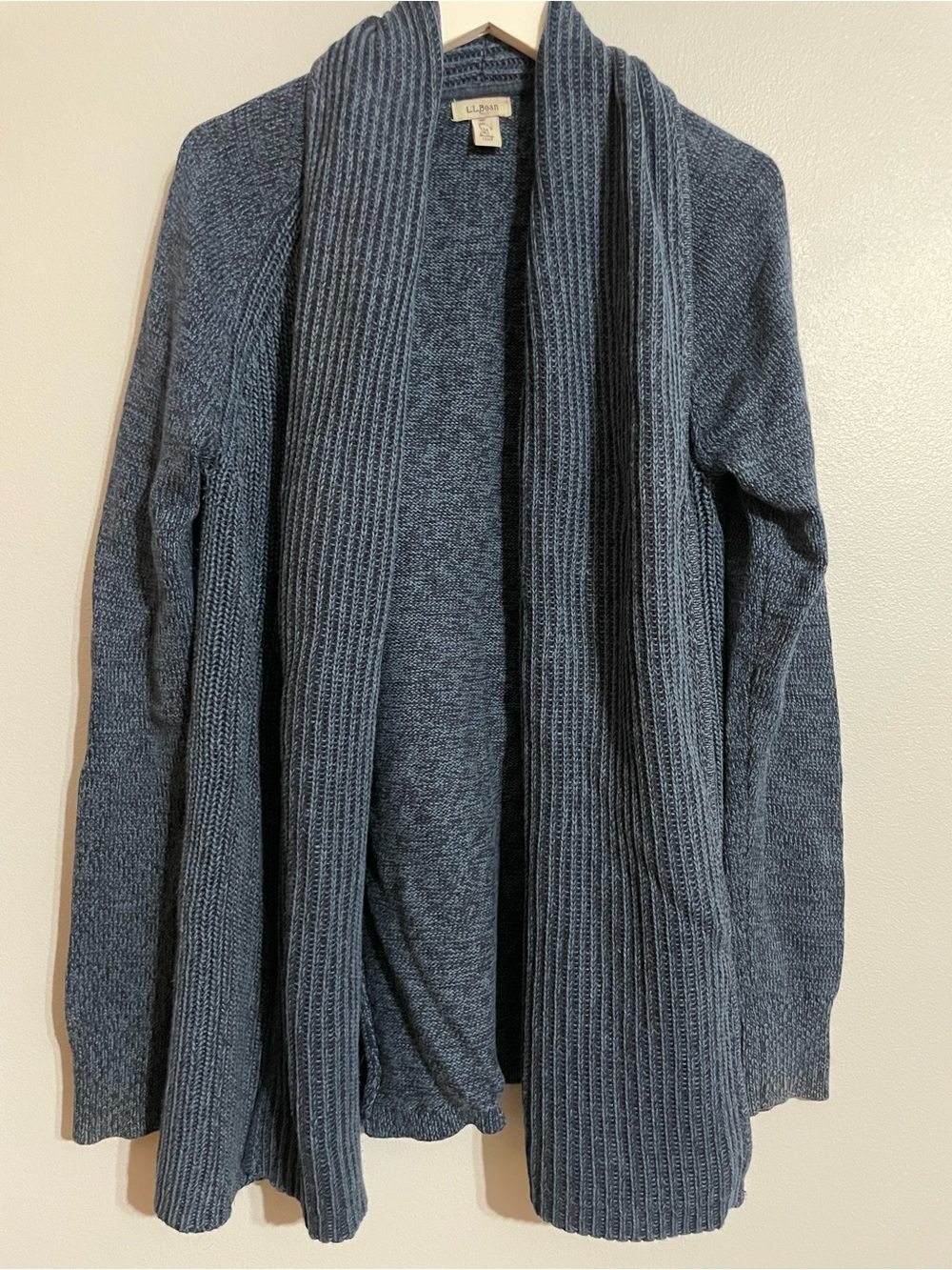 L.L. Bean Women's Shawl Collar Open-Front Cardigan in Slate Blue